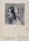 ERNESTO BAZZARO, Head of a Young Woman, etching, signed in pen and dedicated